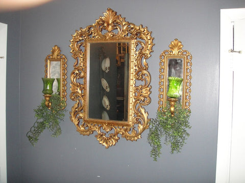 Gold Wall Mirror Set (#1091C) - Vintage Affairs - Vintage By Design LLC