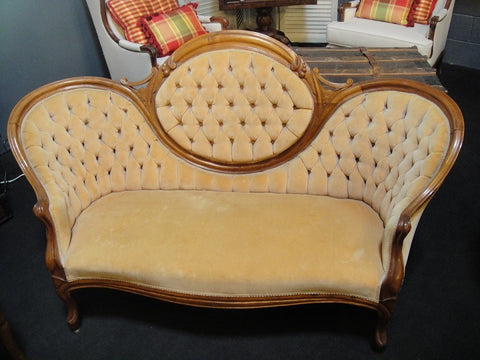 Victorian Champagne Settee (#1181A) - Vintage Affairs - Vintage By Design LLC
