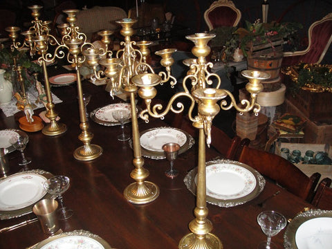Large Gold Tabletop Candelabras (#1235) - Vintage Affairs - Vintage By Design LLC