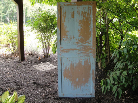 Two Panel Tan and Blue Door (#1334) - Vintage Affairs - Vintage By Design LLC