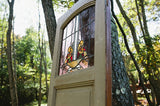 Painted Pine Door w/Stained Glass Panel (#1316) - Vintage Affairs - Vintage By Design LLC