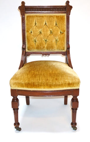 Eastlake Gold Velvet Side Chair (#1133B) - Vintage Affairs - Vintage By Design LLC