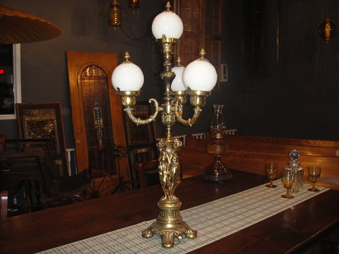 Figural Brass 4 Light Lamp (#1210) - Vintage Affairs - Vintage By Design LLC