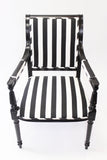 Black and White Stripe Arm Chairs - Vintage Affairs - Vintage By Design LLC