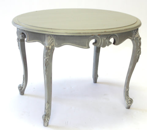Gray Shabby Chic Coffee Table with Carved Legs (#1135C) - Vintage Affairs - Vintage By Design LLC