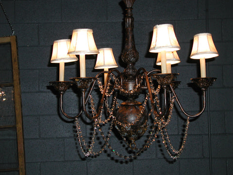 Bronze Chandeliers w/ Shades and Crystals (#1212D) - Vintage Affairs - Vintage By Design LLC