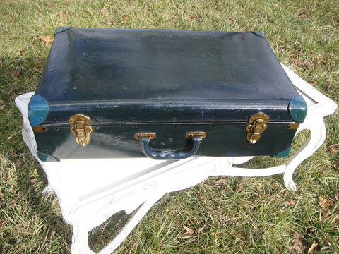 Old Black Painted Shabby Chic Suitcase (#1026A) - Vintage Affairs - Vintage By Design LLC