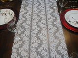 White Lace and Silver Tinged Flowers Table Runners (#1039) - Vintage Affairs - Vintage By Design LLC