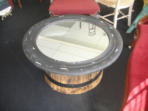 Half Wine Barrel/Mirror Tables (#1045A) - Vintage Affairs - Vintage By Design LLC