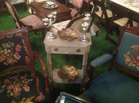 Gray Distressed Side Table (#1135B) - Vintage Affairs - Vintage By Design LLC