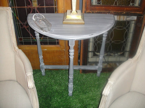 Gray Shabby Chic Demilune Table (#1135D) - Vintage Affairs - Vintage By Design LLC