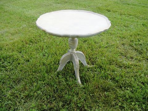 Gray Shabby Chic Piecrust Table (#1335F) - Vintage Affairs - Vintage By Design LLC