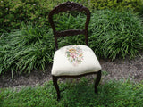 White Needlepoint Balloon Back Chair (#1149G) - Vintage Affairs - Vintage By Design LLC