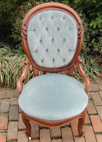 Shadow Blue Parlor Chair (#1172B) - Vintage Affairs - Vintage By Design LLC