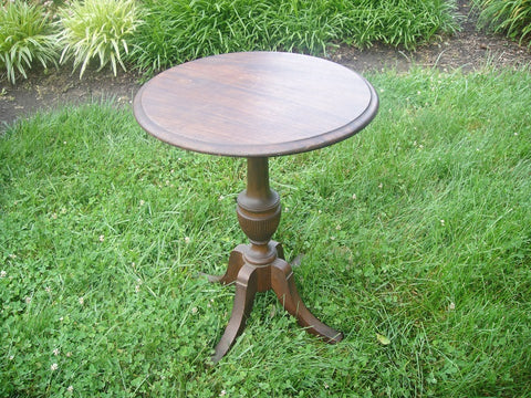 Walnut Victorian Round Cocktail Table (#1175A) - Vintage Affairs - Vintage By Design LLC