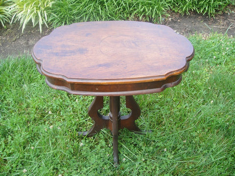 Walnut Victorian Side Table (#1175B) - Vintage Affairs - Vintage By Design LLC