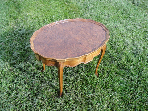 Walnut Burl Wood Side Table with Maple Frame (#1175F) - Vintage Affairs - Vintage By Design LLC