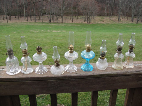 Miniature Glass Oil Lamps - Vintage Affairs - Vintage By Design LLC