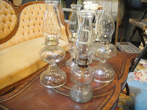 Glass Oil Lamps (#1207) - Vintage Affairs - Vintage By Design LLC