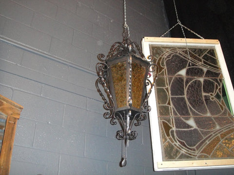 Ornate Amber Hanging Lamp (#1237) - Vintage Affairs - Vintage By Design LLC