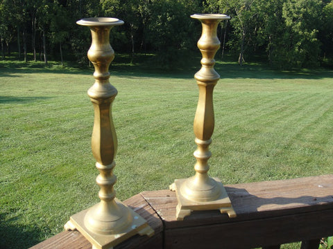 Pair of Brass Candlesticks (#1244) - Vintage Affairs - Vintage By Design LLC