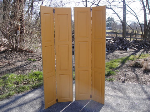 Pair of Yellow Hinged Shutters (2 pairs) (#1324) - Vintage Affairs - Vintage By Design LLC