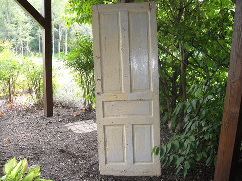 Yellow Chippy 4 Pane Barn Door (#1331) - Vintage Affairs - Vintage By Design LLC