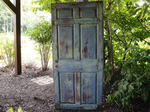 Six Panel Chippy Blue-Celadon Door (#1337) - Vintage Affairs - Vintage By Design LLC