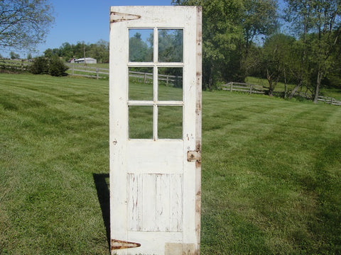 Chippy White Door with 6 Window Panes (#1346) - Vintage Affairs - Vintage By Design LLC