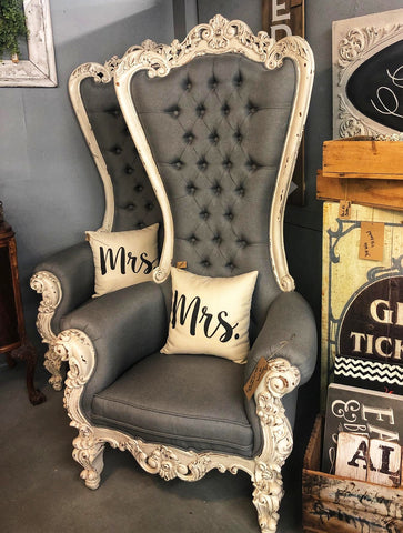 His & Her Grey Royale Chairs - Vintage Affairs - Vintage By Design LLC