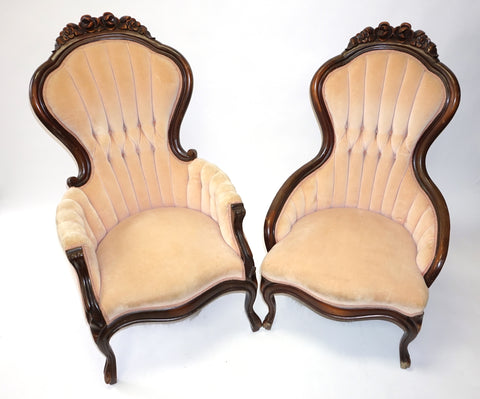 Pair of Victorian Orchid Pink Chairs (#1183) - Vintage Affairs - Vintage By Design LLC