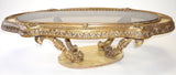 Italian Rococo Oval Coffee Table w/Bronzed Glass Top (#1134G) - Vintage Affairs - Vintage By Design LLC