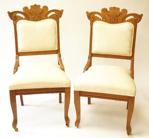 Pair of Ivory Eastlake Side Chairs (#1145J) - Vintage Affairs - Vintage By Design LLC