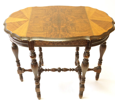 Walnut Veneer Side Table (#1130A) - Vintage Affairs - Vintage By Design LLC