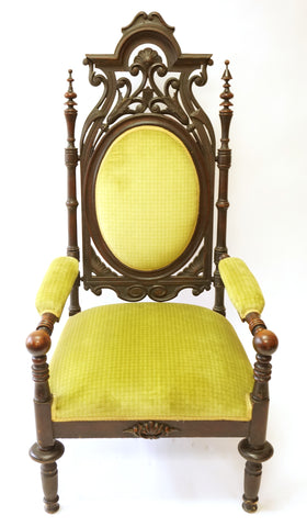 Elizabethan Revival Mid-19th Century Walnut Chair (#1151A) - Vintage Affairs - Vintage By Design LLC