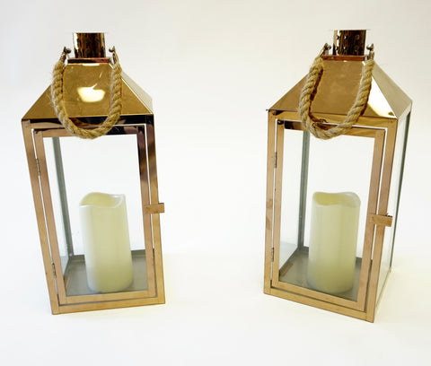 Glass Lanterns with Rope Detail - Vintage Affairs - Vintage By Design LLC