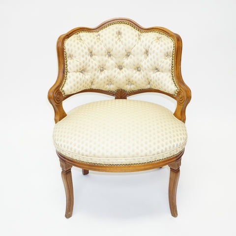 Gold Louis XV Style Walnut Fauteuil (#1158B) - Vintage Affairs - Vintage By Design LLC