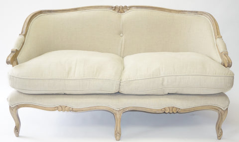 Country French Sofa/Settee- Netural color - Vintage Affairs - Vintage By Design LLC