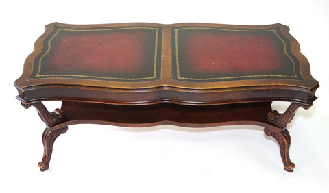 Antique Mid-Century Leathertop Coffee Table (#1134L) - Vintage Affairs - Vintage By Design LLC