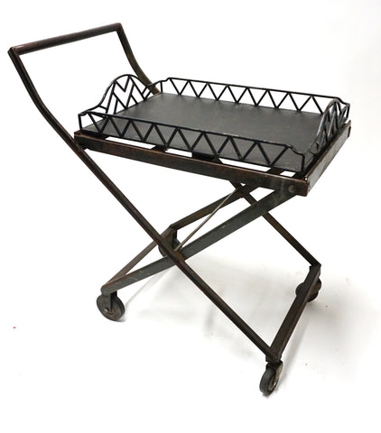 Metal Rolling Cart with Metal Tray - Vintage Affairs - Vintage By Design LLC