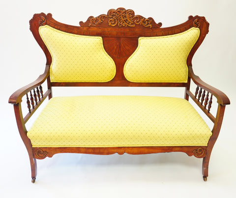 Eastlake Victorian Yellow Settee (#1181D) - Vintage Affairs - Vintage By Design LLC