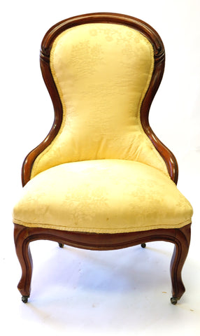 Pair of Yellow Victorian Parlour Chairs (#1158C) - Vintage Affairs - Vintage By Design LLC
