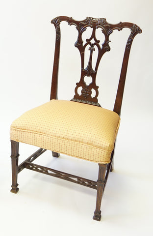 Goldenrod and Burgundy Stitched Chair (#1161) - Vintage Affairs - Vintage By Design LLC