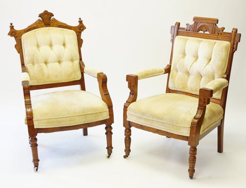 Eastlake His and Hers Chairs (#1133) - Vintage Affairs - Vintage By Design LLC