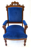Victorian Blue Settee and Matching Chair (#1165) - Vintage Affairs - Vintage By Design LLC
