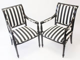 Black and White Stripe Arm Chairs - Vintage Affairs - Vintage By Design LLC