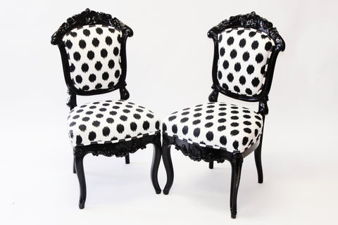 Black and White Polka Dot Side Chairs - Vintage Affairs - Vintage By Design LLC