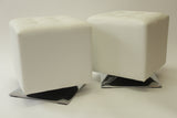 Pair of Modern White Cube Seats/Stools - Vintage Affairs - Vintage By Design LLC