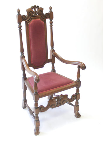 Elizabethan Revival Cranberry Chair (#1151B) - Vintage Affairs - Vintage By Design LLC