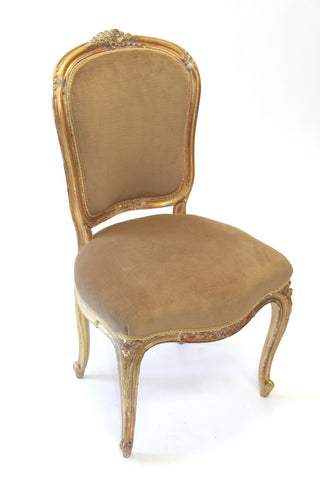 Pair of Louis XV Style Beige Giltwood Chair (#1173B) - Vintage Affairs - Vintage By Design LLC